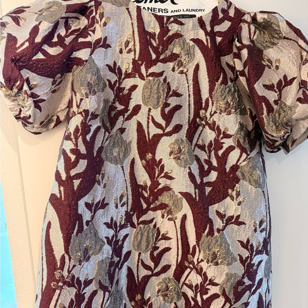 Umgee Maroon and Pewter Floral Dress